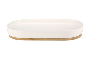 Picture of White Amenity Tray with Wooden Bamboo Base