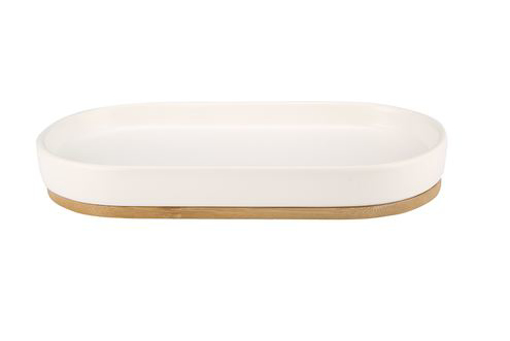 Picture of White Amenity Tray with Wooden Bamboo Base