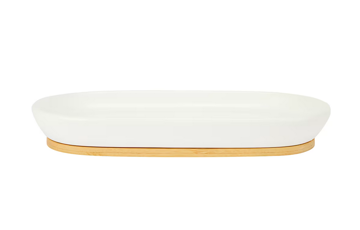 Picture of White Amenity Tray with Wooden Bamboo Base