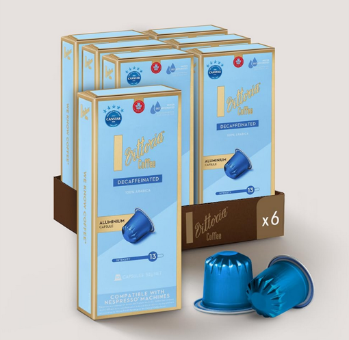 Picture of Vittoria Coffee Arabica Decaffeinated Capsules Aluminium 6 Packs/10 Pods